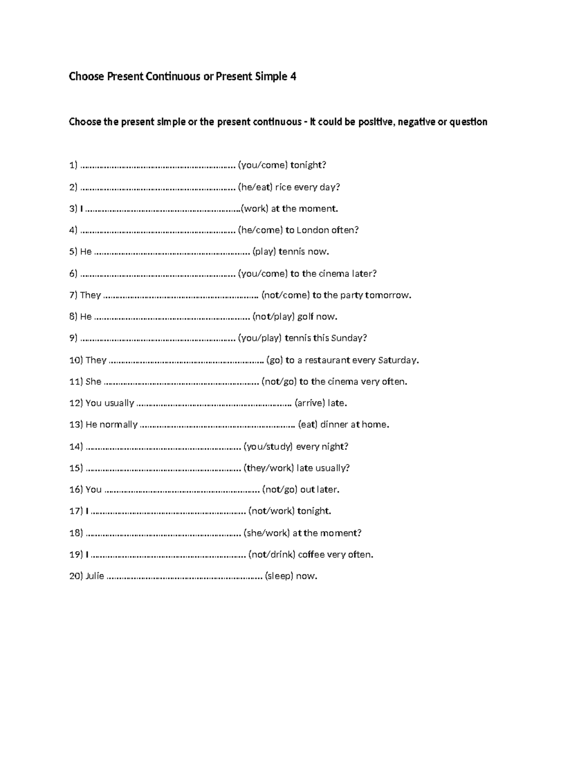 03 Present Simple vs. Present Continuous Exercises 4 - Studocu