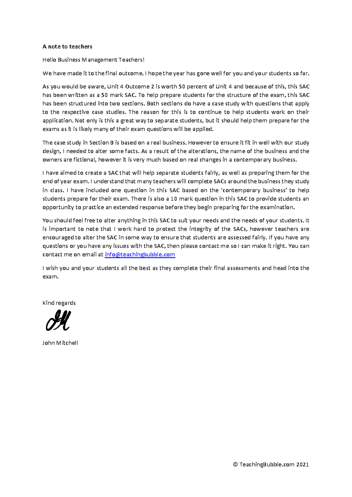 2021 VCE Business Management Unit 4 AOS 2 SAC Overview - Studocu