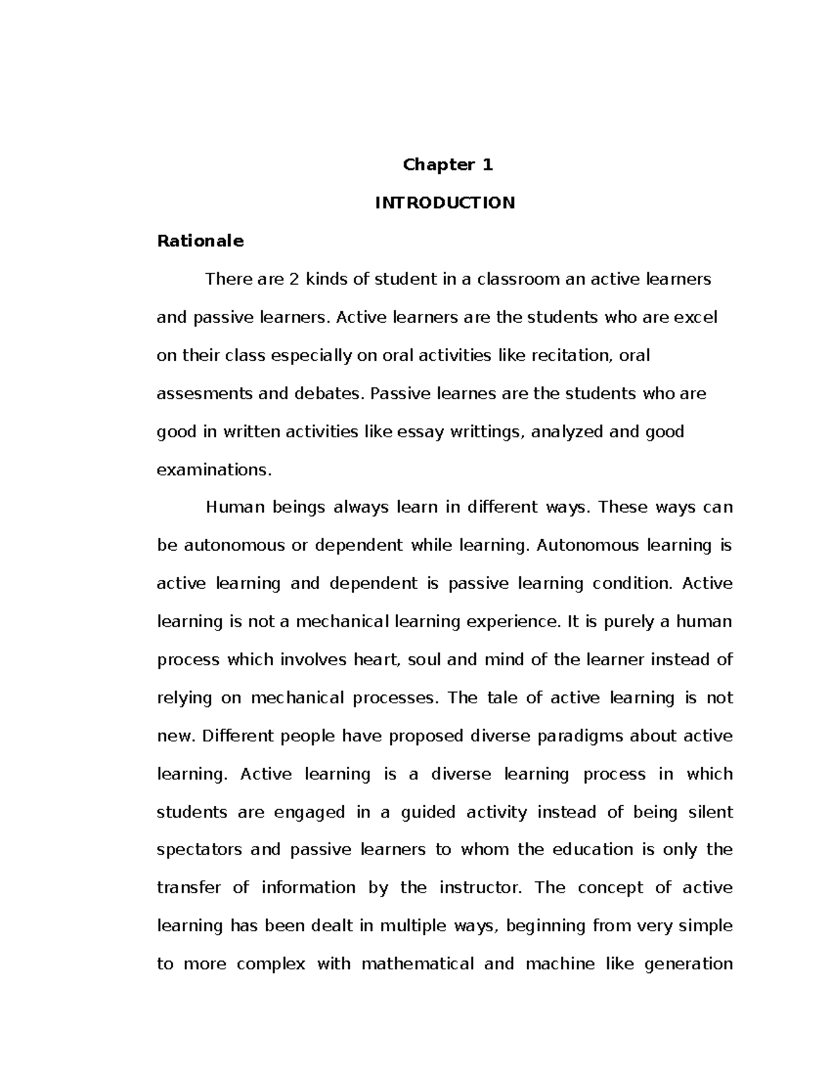 Chapter 1 5 group h - A research study - Chapter 1 INTRODUCTION ...