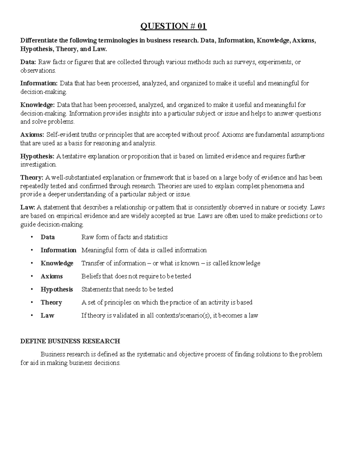 BUS 101 - Midterm Exam Preparation Notes on Business Research - Studocu