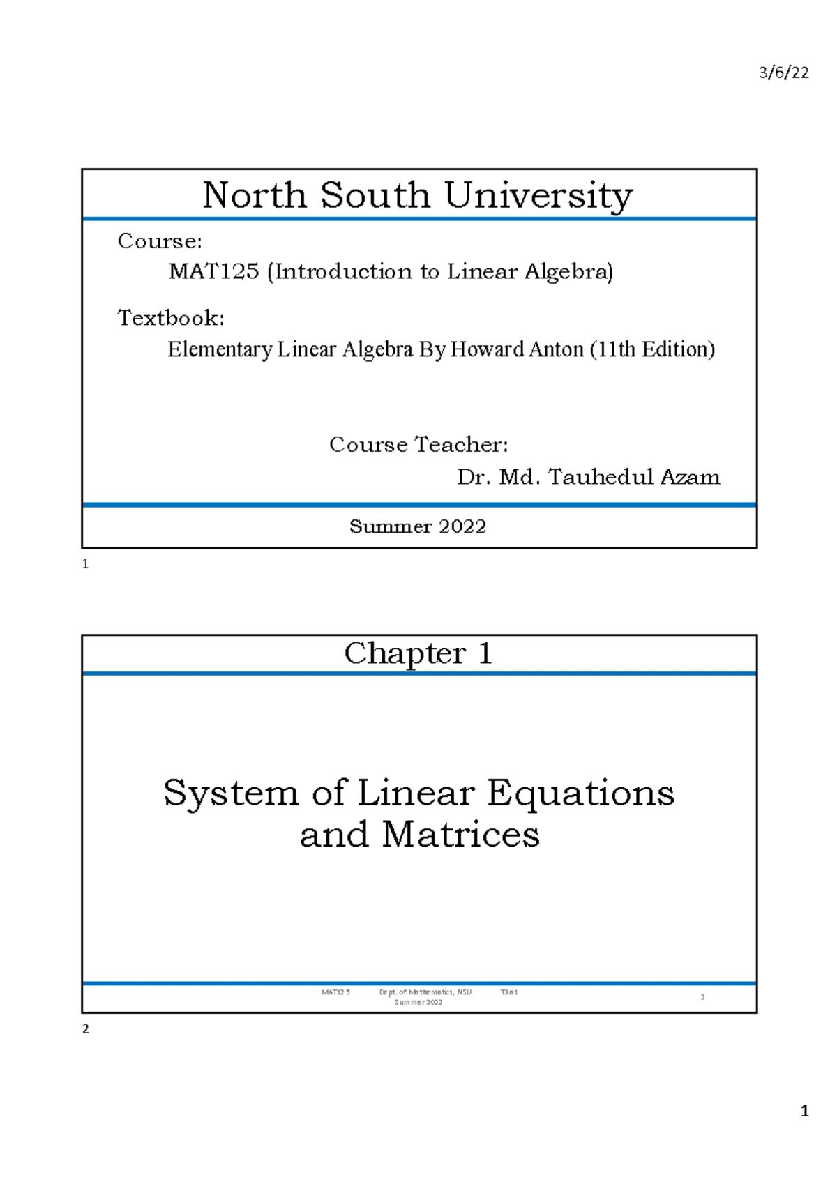 MAT 125 - You can check - Department of Mathematics and Physics Course ...