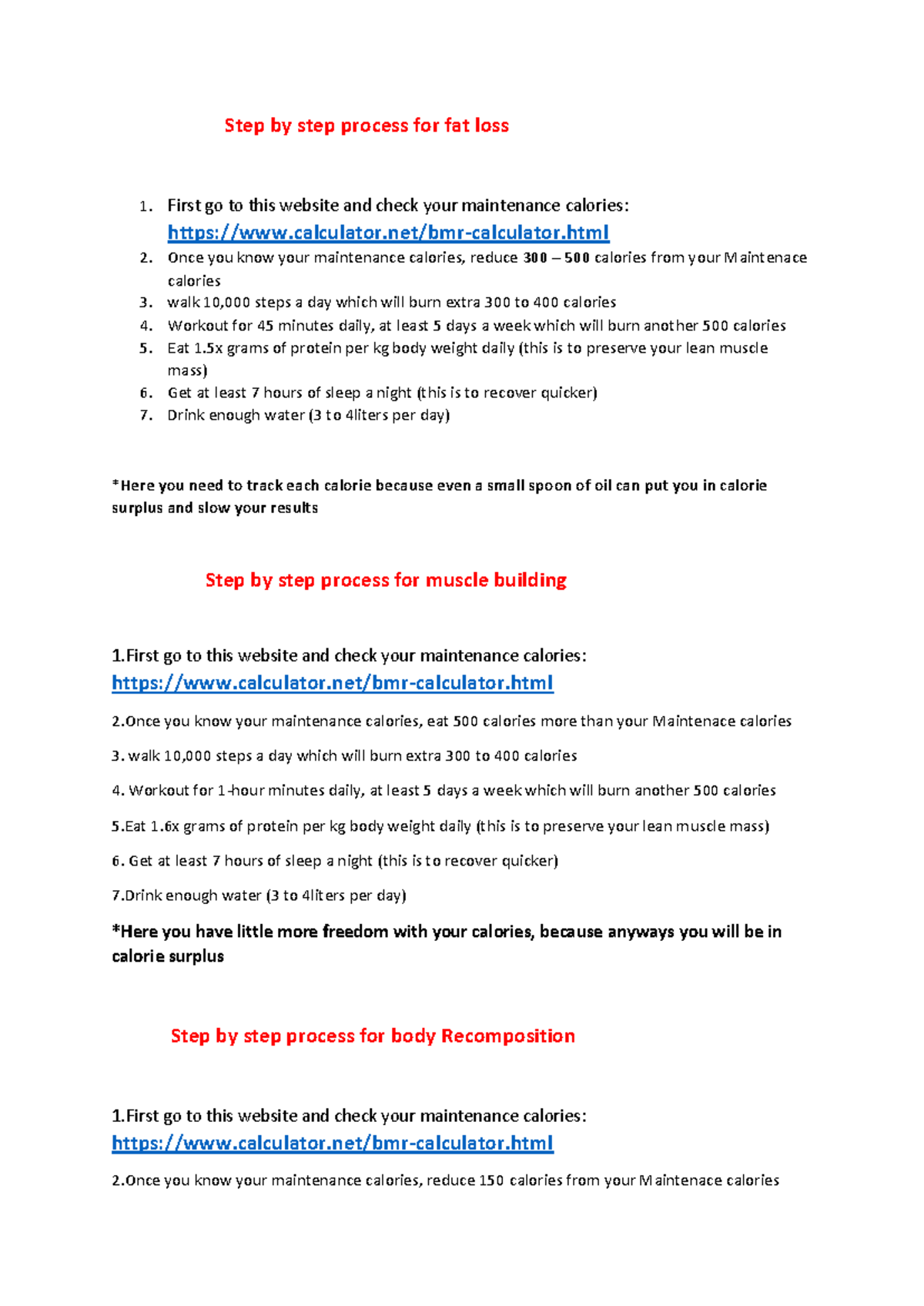 Step-by-Step Process for Weight Loss &amp; Muscle Building Guide - Studocu