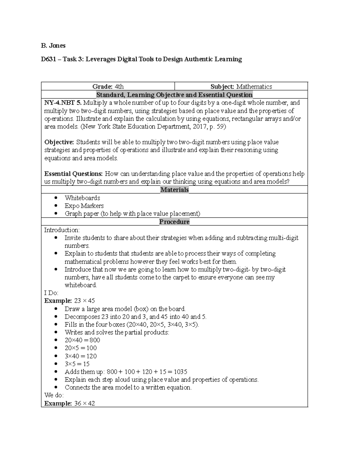 D631 Task 3: Using Digital Tools for Authentic Learning in Math - Studocu