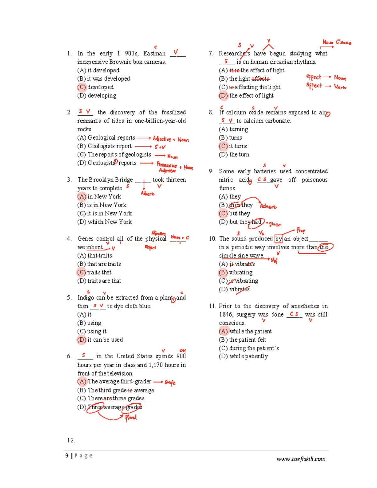 TOEFL - Practice Questions and Answer Key - Document Preview