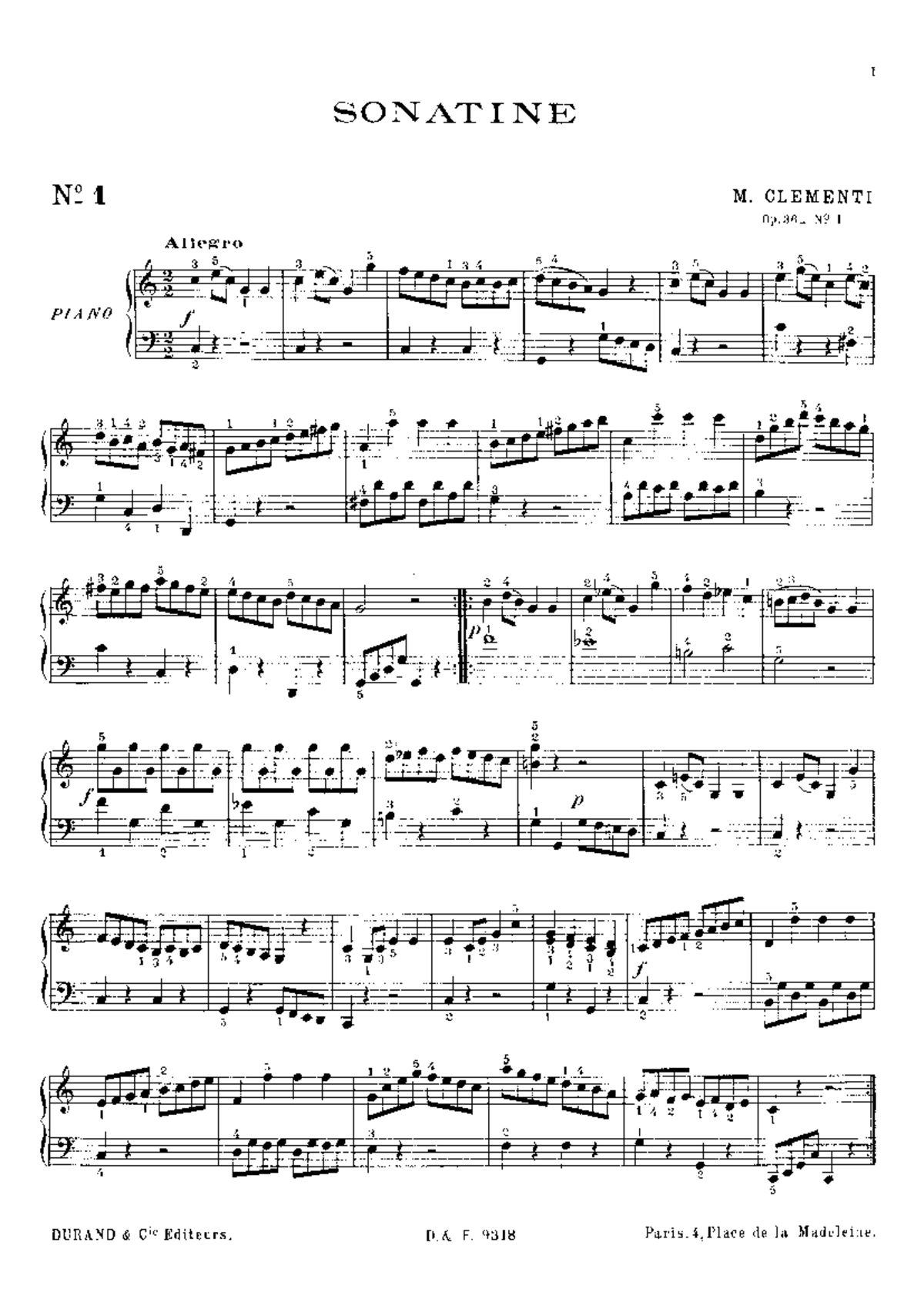 Clementi Sonatina Op. 36 No. 1 - Piano Sheet Music - Studocu