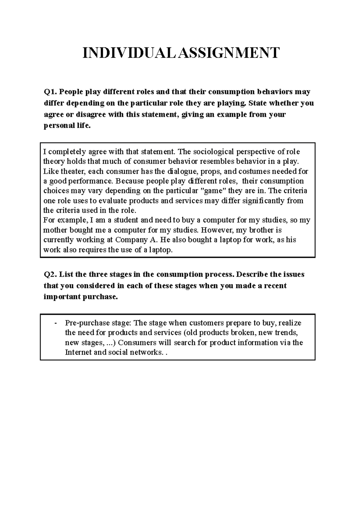 mkt201 Individual Assignment - INDIVIDUAL ASSIGNMENT Q1. People play ...