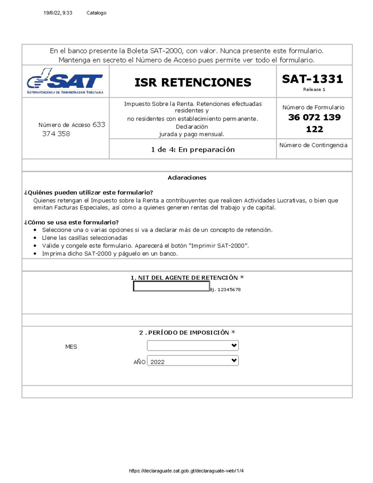 Formulario 36: ISR Retenciones y Declaración Jurada 2022 - Studocu