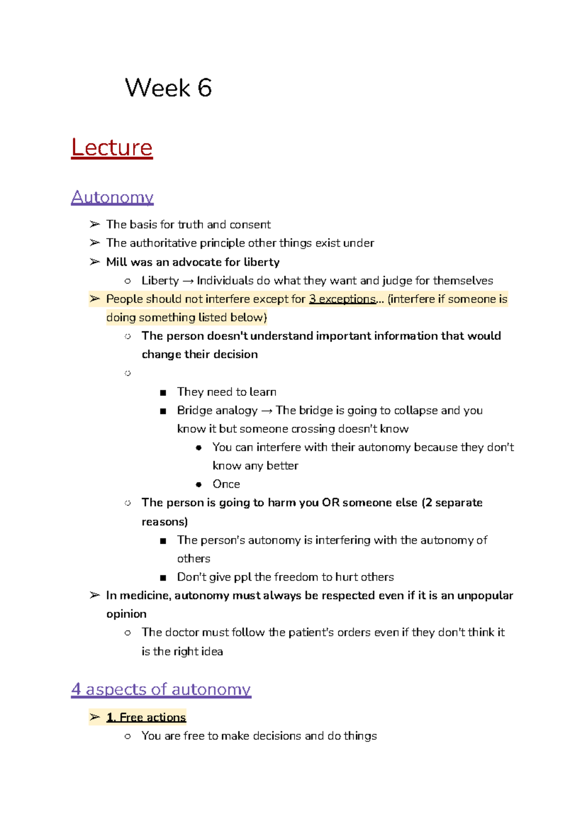 Ethics W6 - Week 6 autonomy notes - Week 6 Lecture Autonomy The basis ...