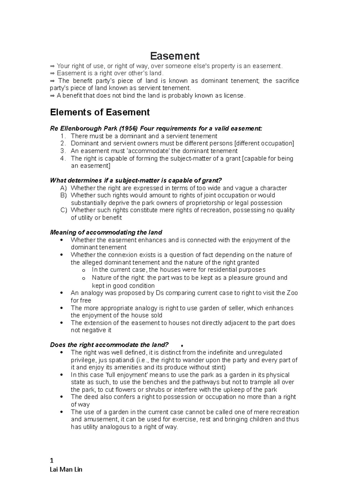 Easement in Property Law: Key Elements and Case Studies - Studocu