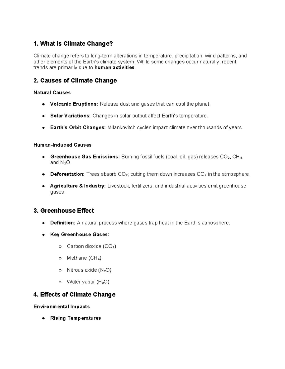 Climate Change Overview: Causes, Effects, and Solutions (ENV 101) - Studocu