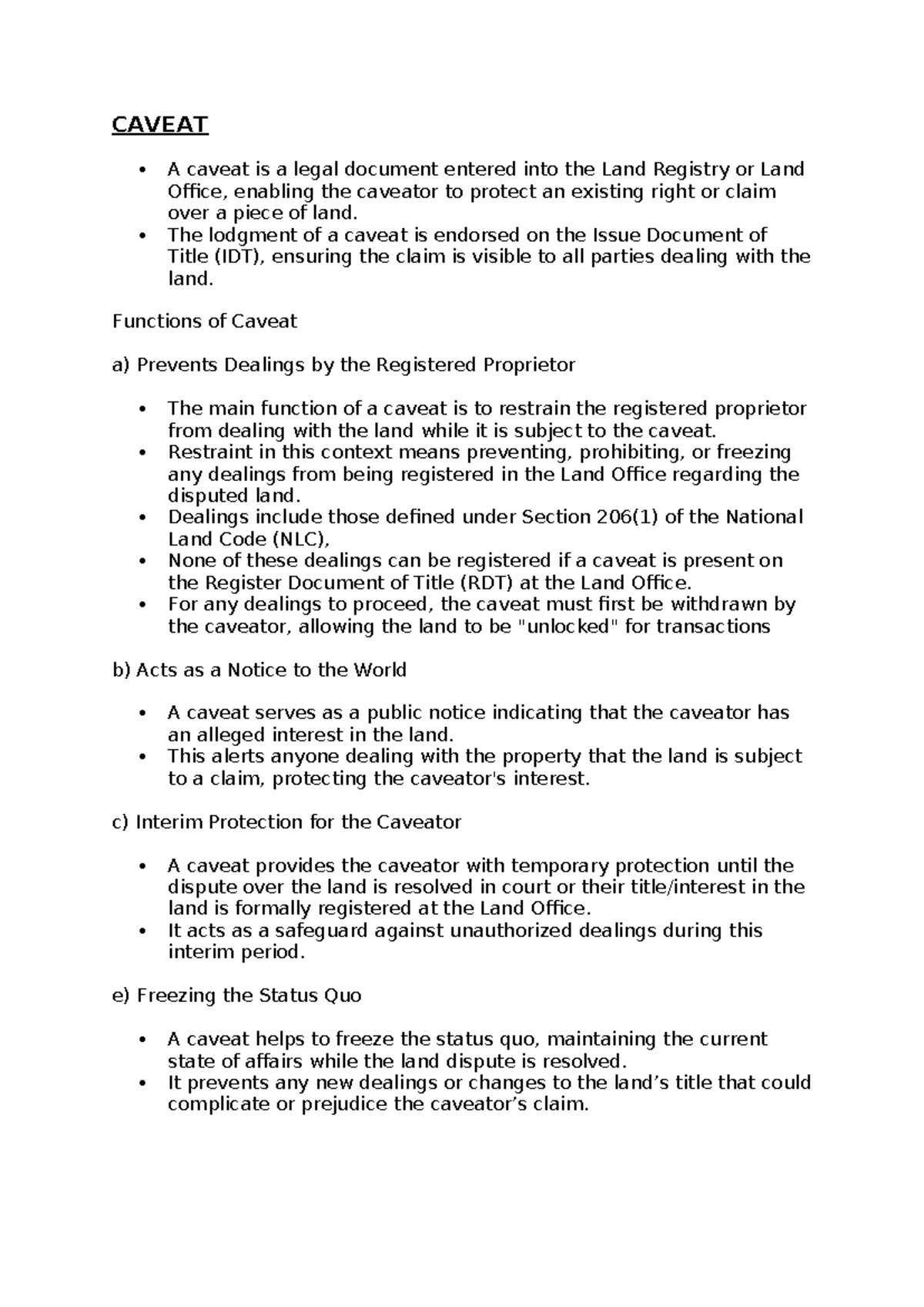 CAVEAT NLC 2025: Essential Notes on Legal Caveats and Their Functions ...