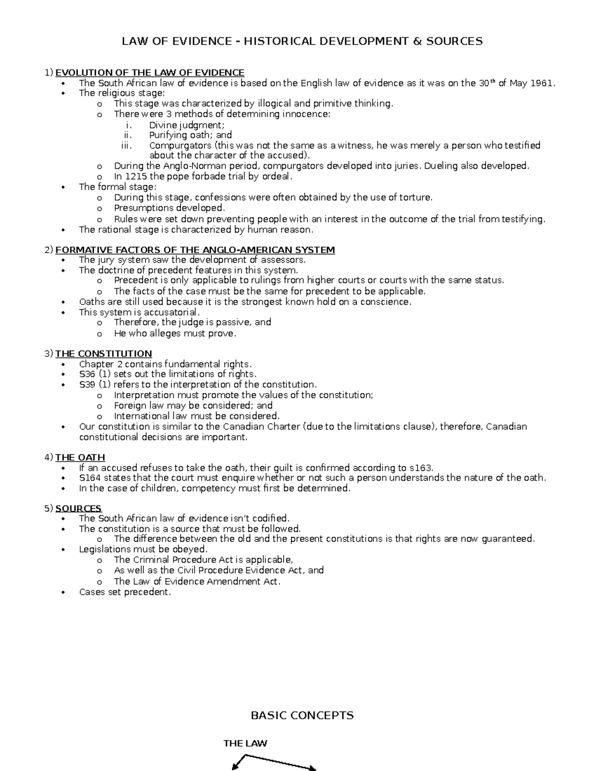 Law of Evidence Notes (Course Code: LAWE101) - Historical Development ...