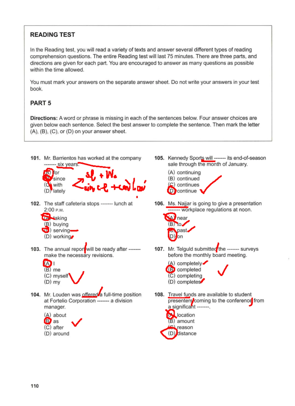 READING TEST: Comprehension Questions and Answers Guide - Studocu