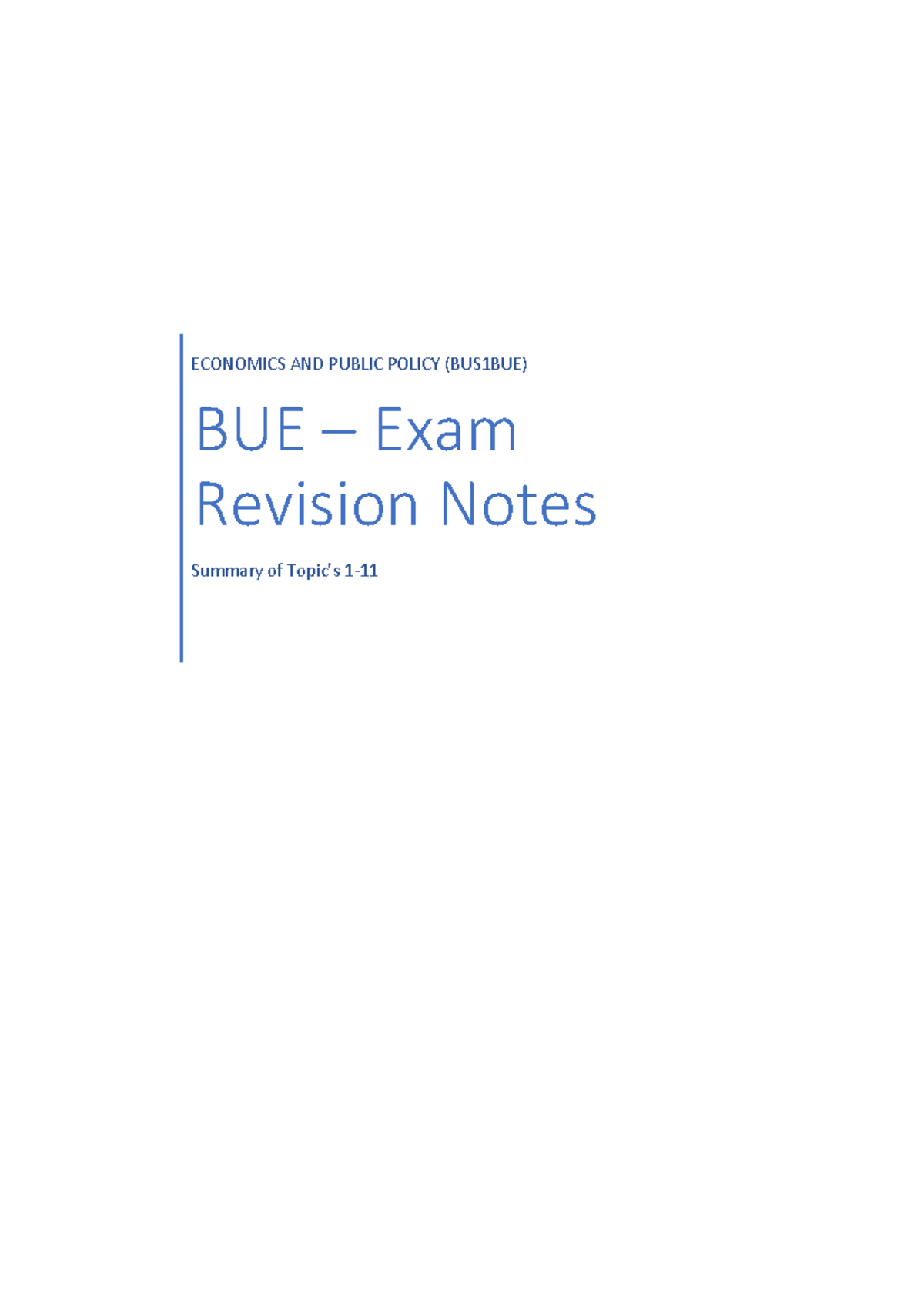 BUE 2020 - BUS1BUE Economics & Public Policy Exam Revision Notes - Studocu