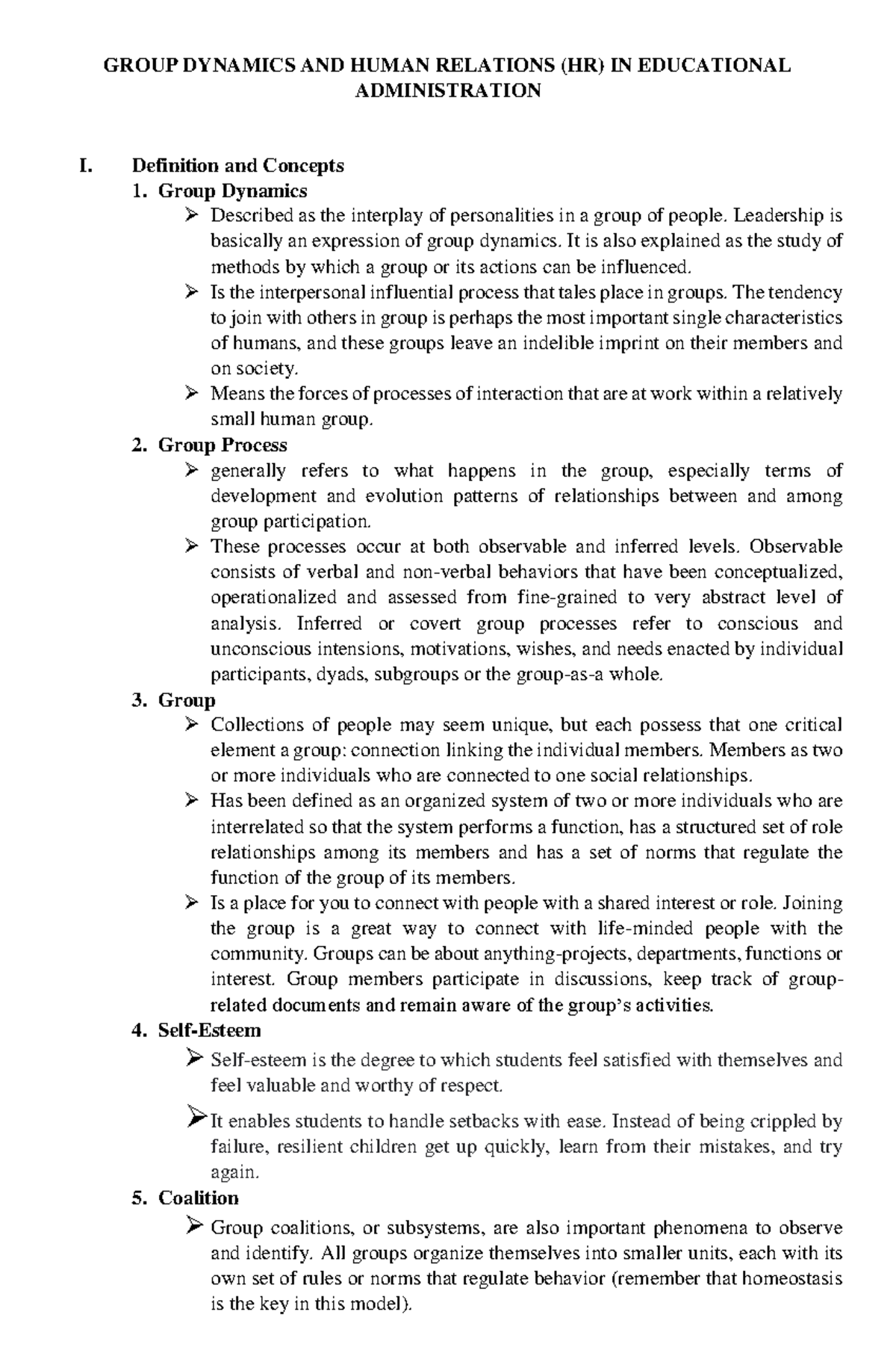 Group Dynamics AND Human Relations Cpmprehensive report - GROUP ...