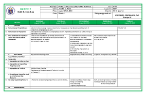 DLL Filipino 5 Q2 W6 - DLL - GRADES 1 to 12 DAILY LESSON LOG School ...