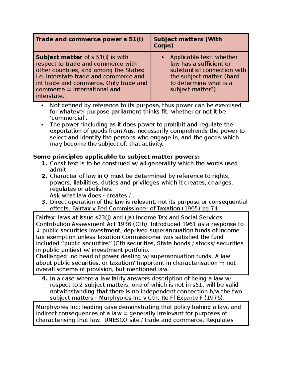 Trade and Commerce Power Under Section 51: Principles and Cases - Studocu