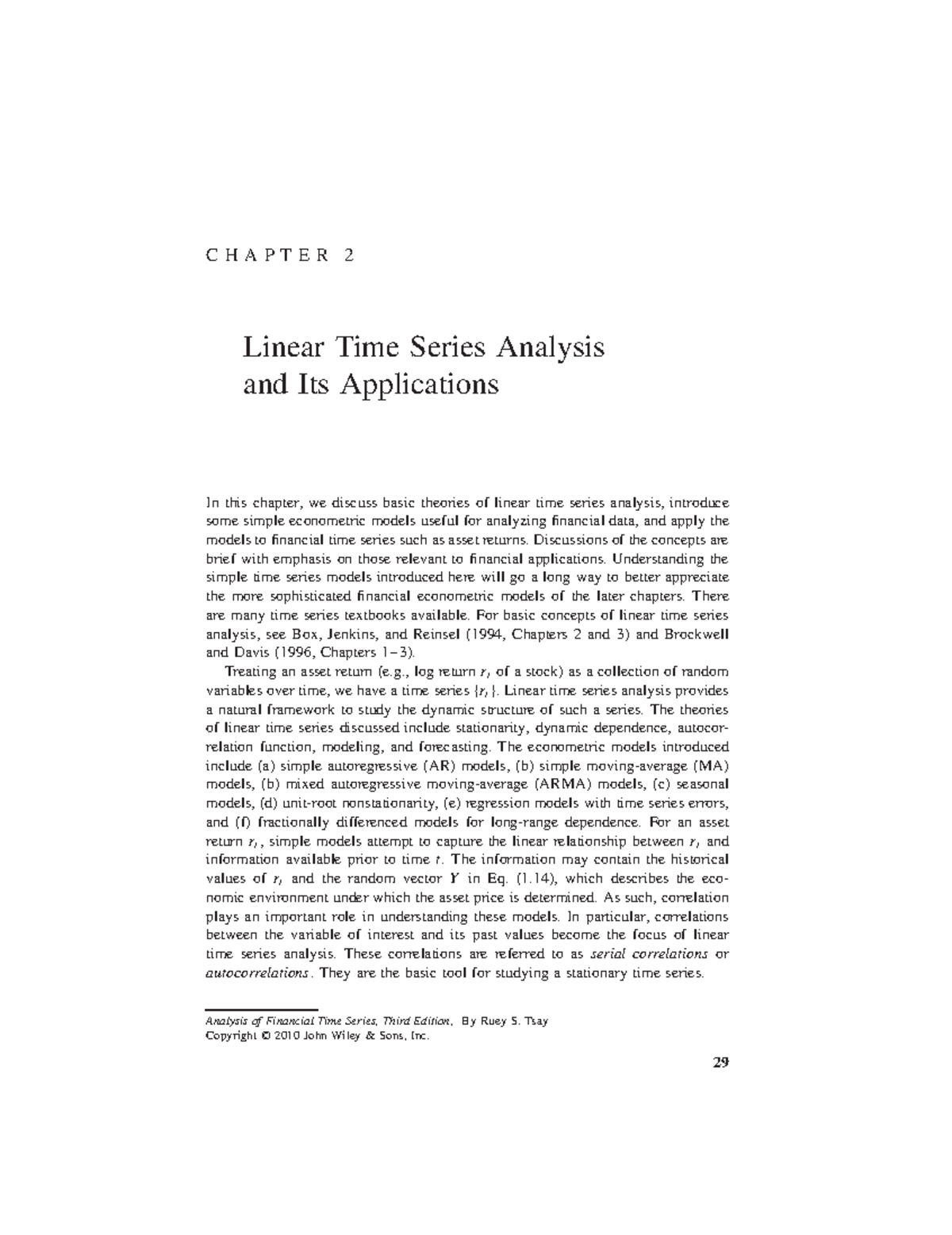 Analysis of Financial Time Series-Chap2 - C H A P T E R 2 Linear Time ...