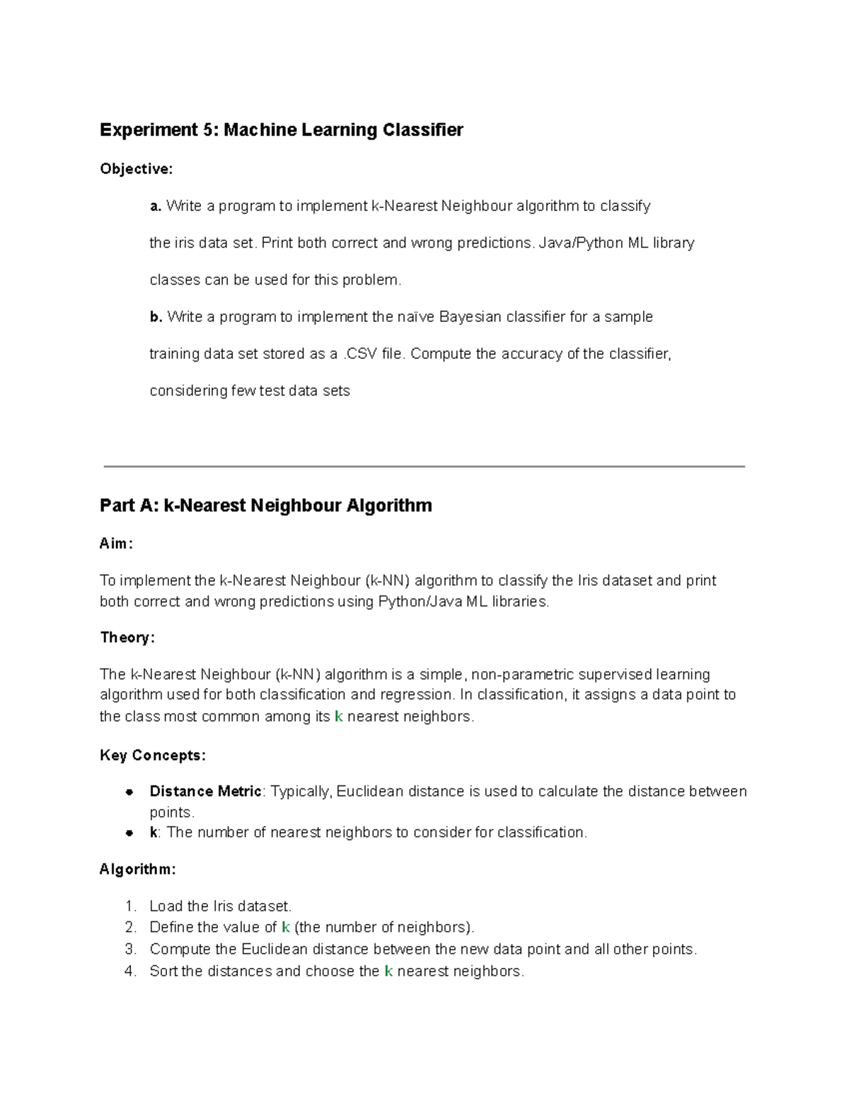 Experiment 5 Machine Learning Classifier - Experiment 5: Machine ...