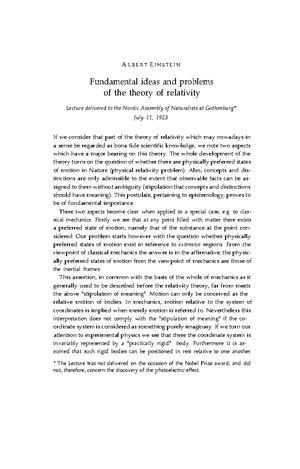 Special Relativity - Study Notes & Assignments - Studocu