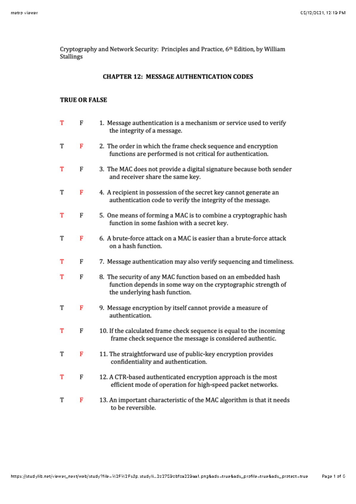 CH12 - Chapter 12 multiple choice questions and answers to cryptography ...