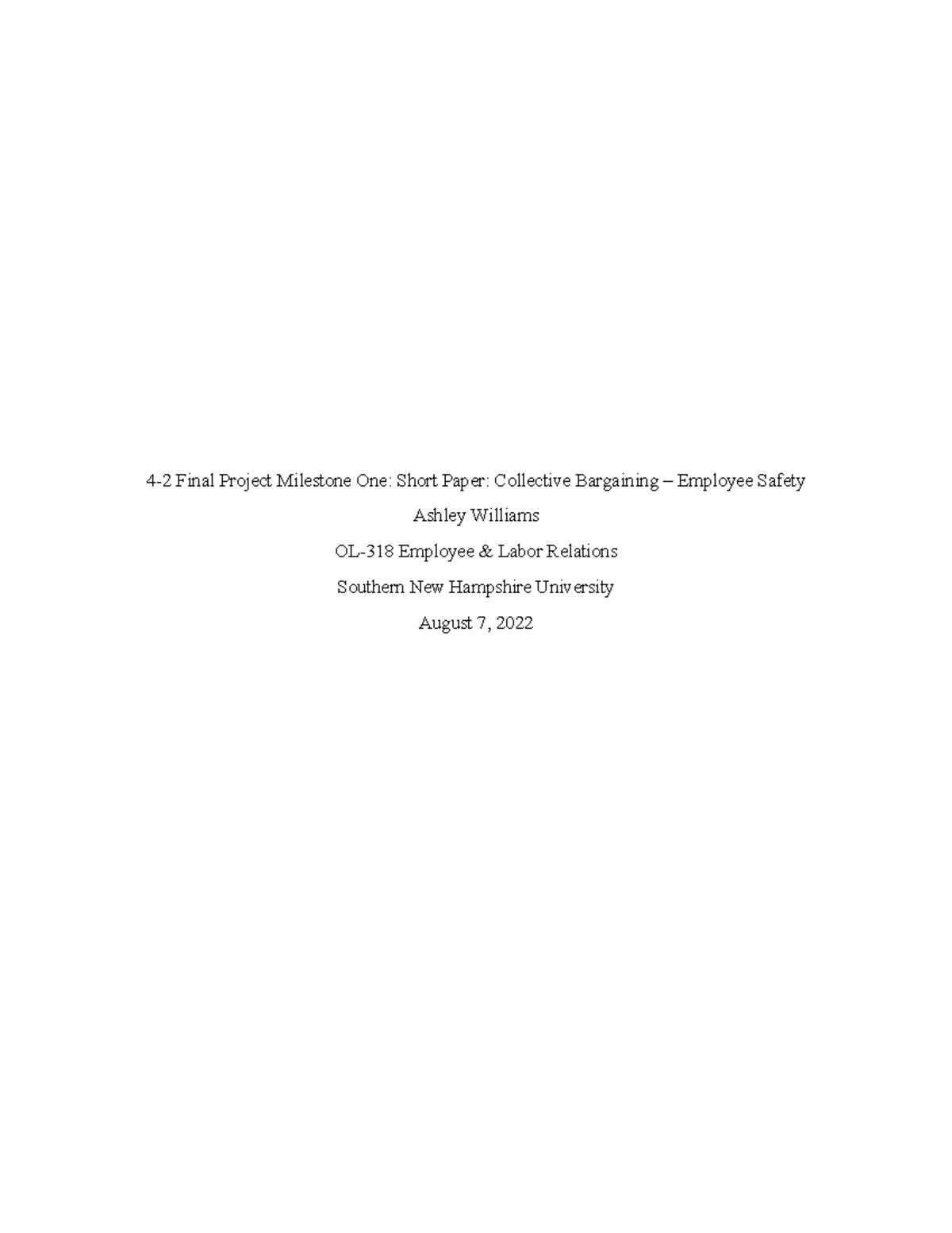 4-2 Collective Bargaining – Employee Safety - 4-2 Final Project ...