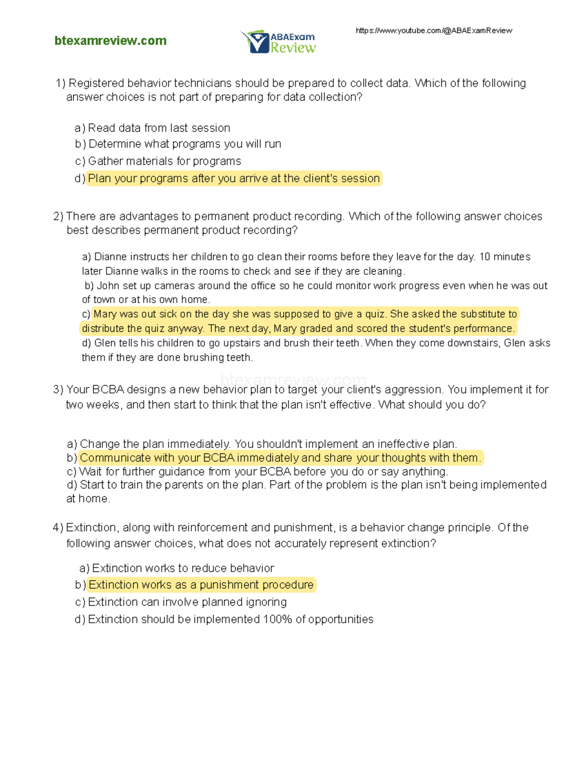 RBT Exam Review Questions and Answers (ABA) - Studocu