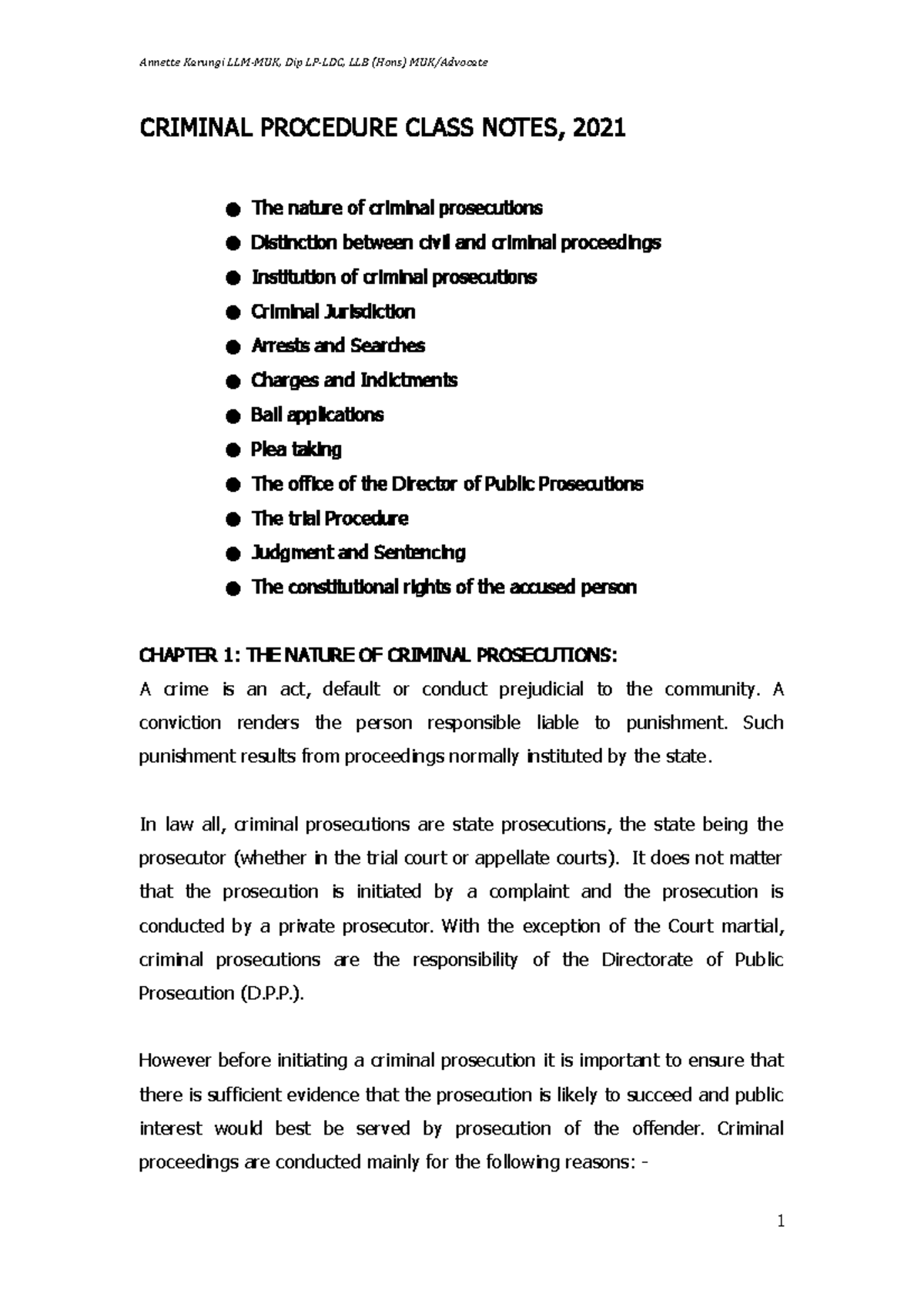 CRIMINAL PROCEDURE LECTURE NOTES 2021 - COMPREHENSIVE GUIDE - Studocu