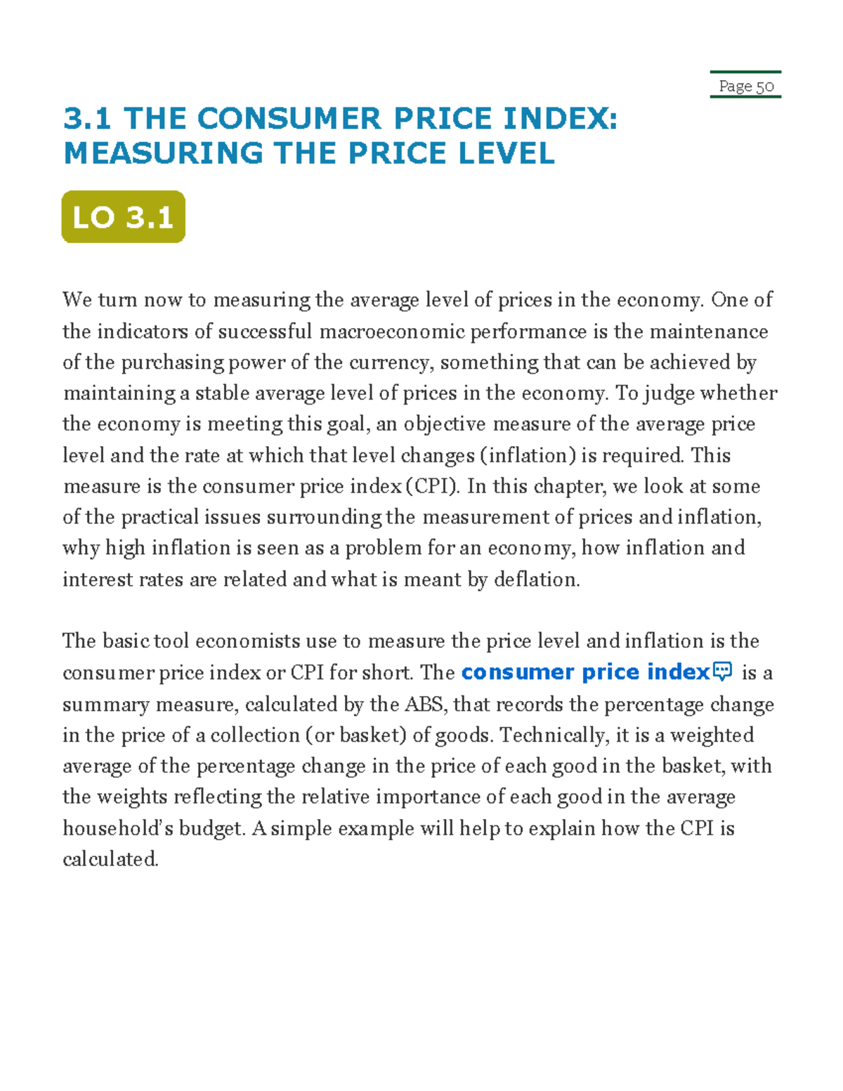 CPI Measurement and Inflation Analysis - LO 3.1 - Studocu