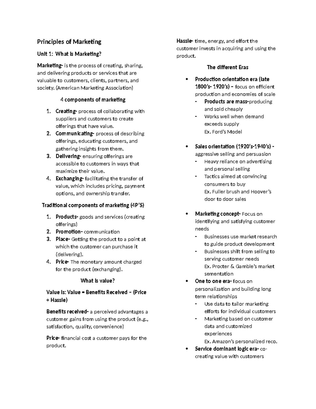 Principles of Marketing Review: Unit 1 - Understanding Marketing ...