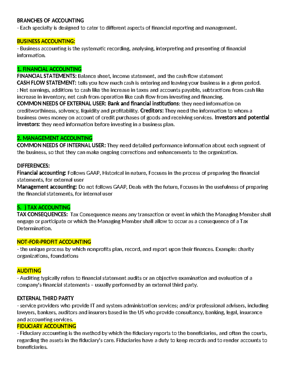 Branches of Accounting: Business, Financial, and Management Overview ...