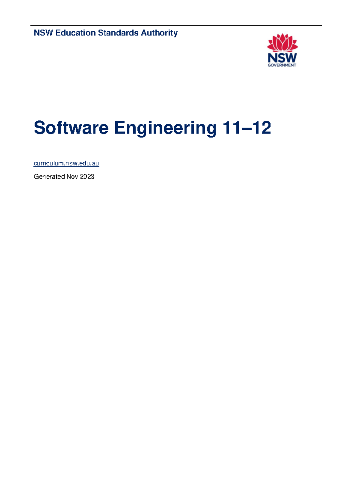 Software Engineering Curriculum 11-12 - NESA - Studocu