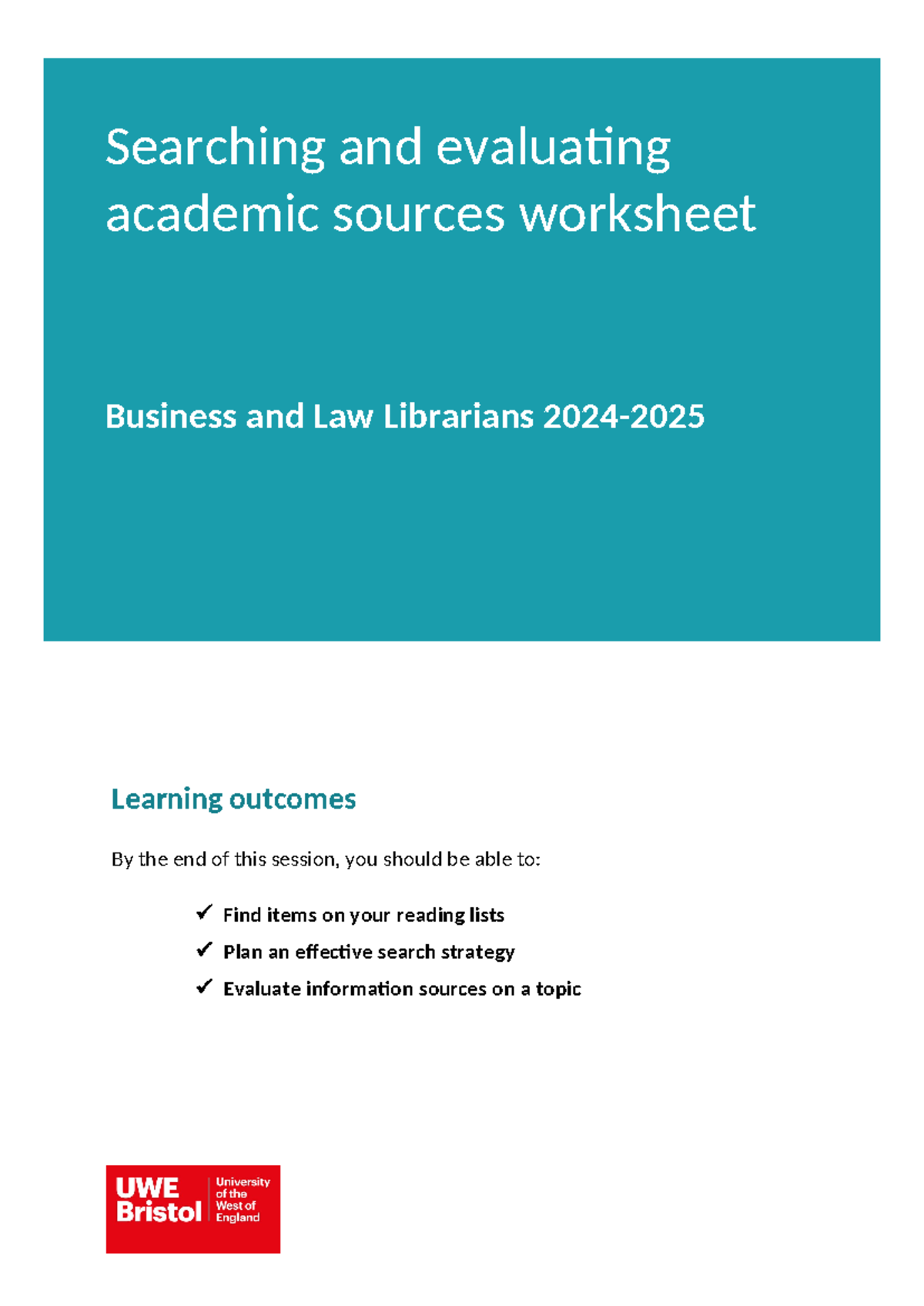 Searching and evaluating academic sources online Student worksheet.docx ...