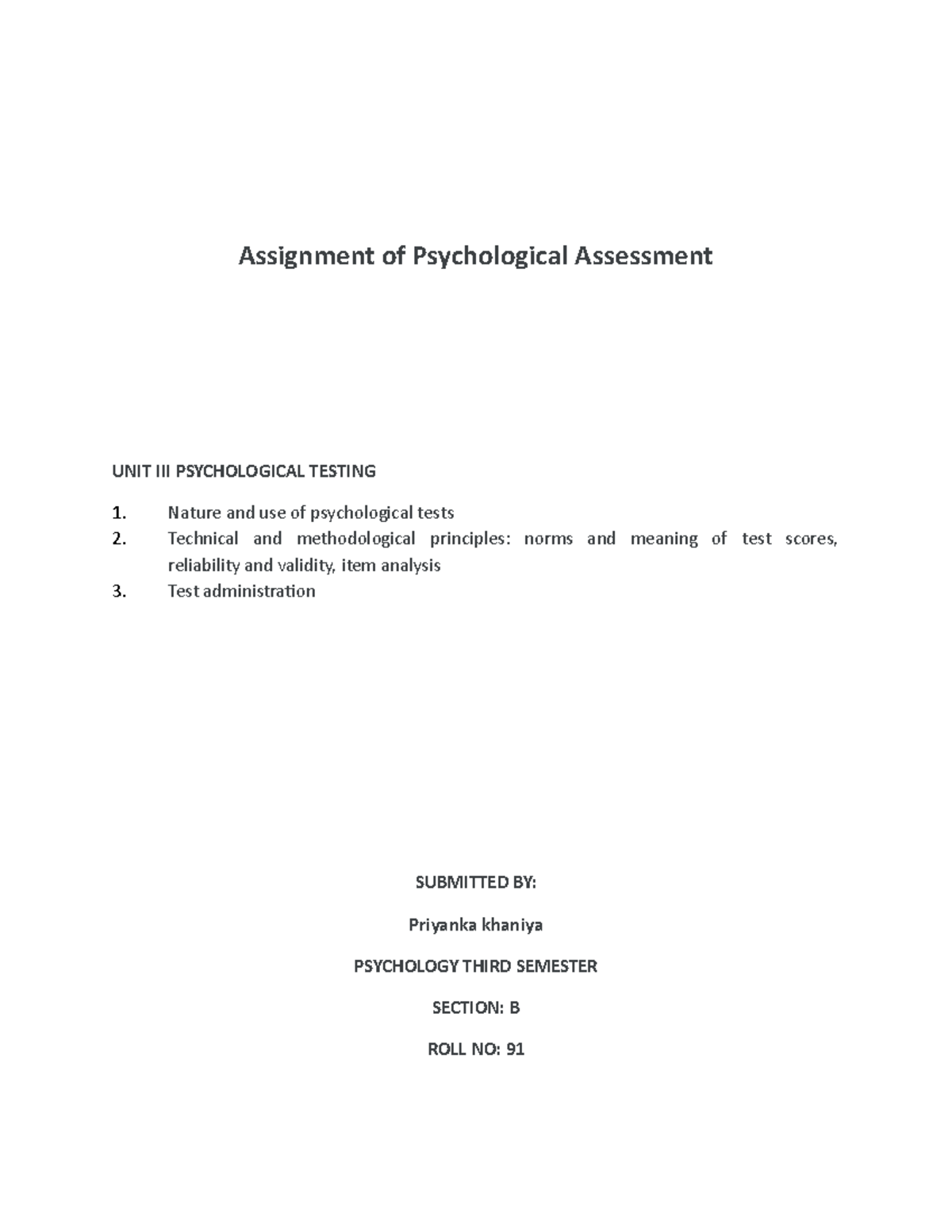 Unit 3 - Psychological Testing Concepts and Methods in Psychology - Studocu