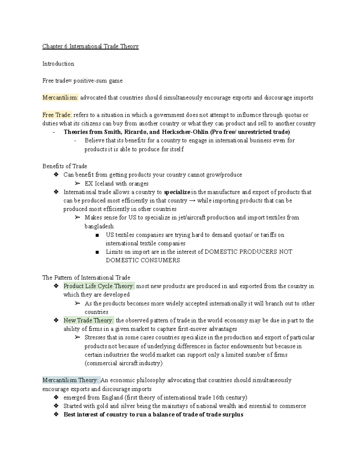 Chapter 6 Trade Theories - Chapter 6 International Trade Theory ...
