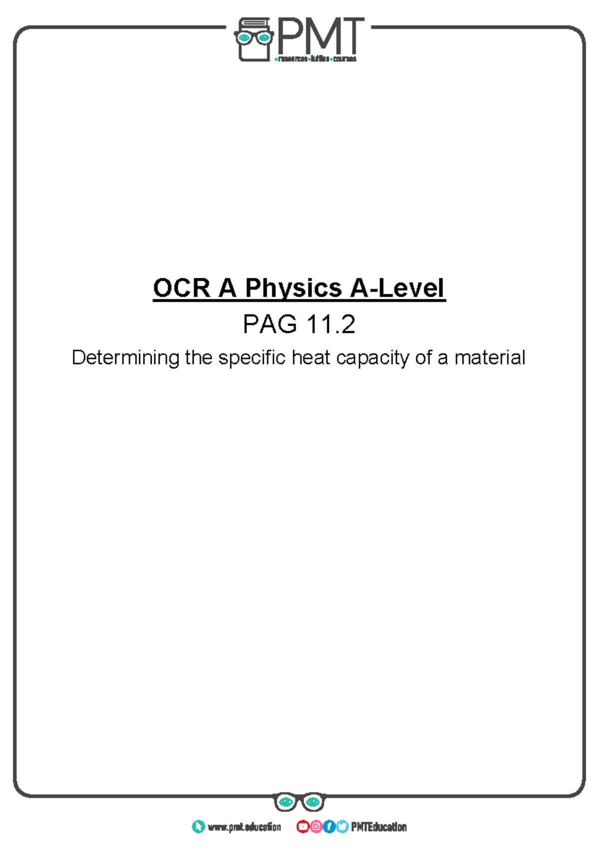 OCR A Physics PAG 11.2 - Specific Heat Capacity Experiment - Studocu