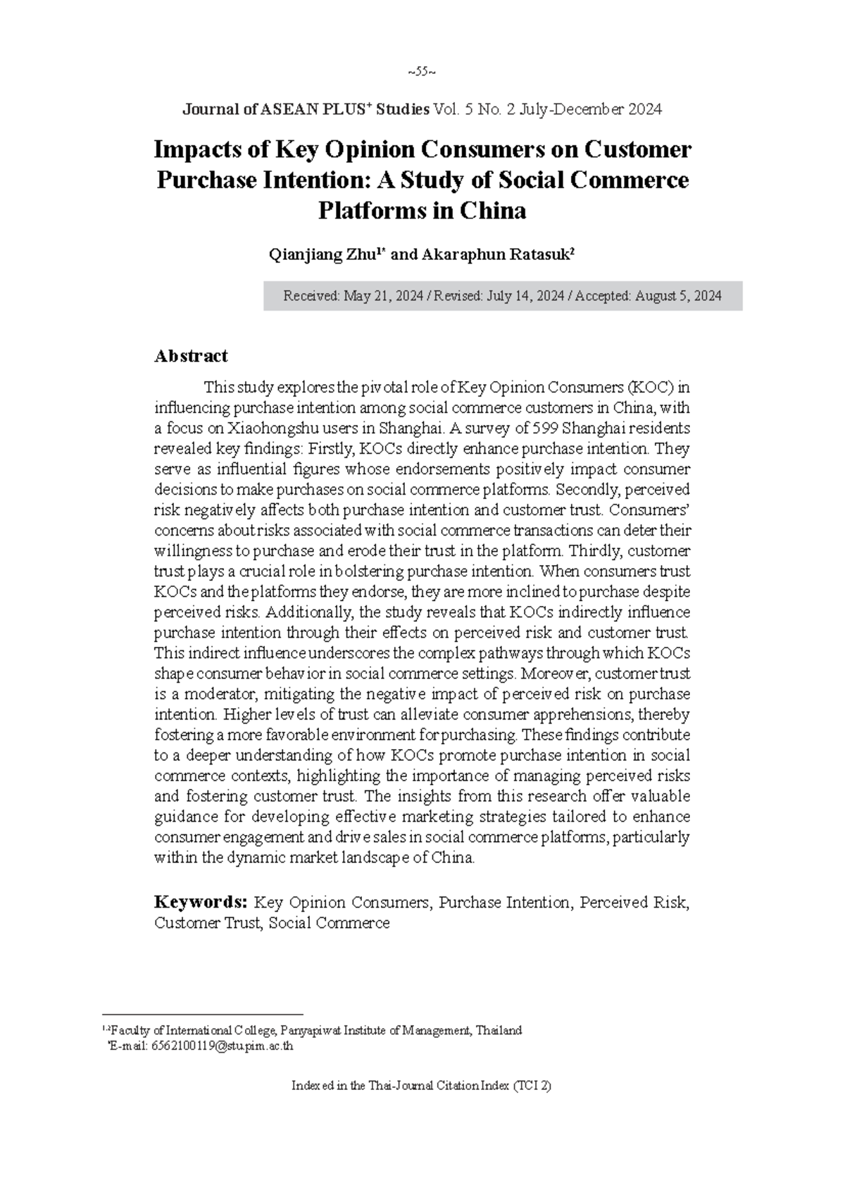 Impacts of Key Opinion Consumers on Purchase Intention in Social ...