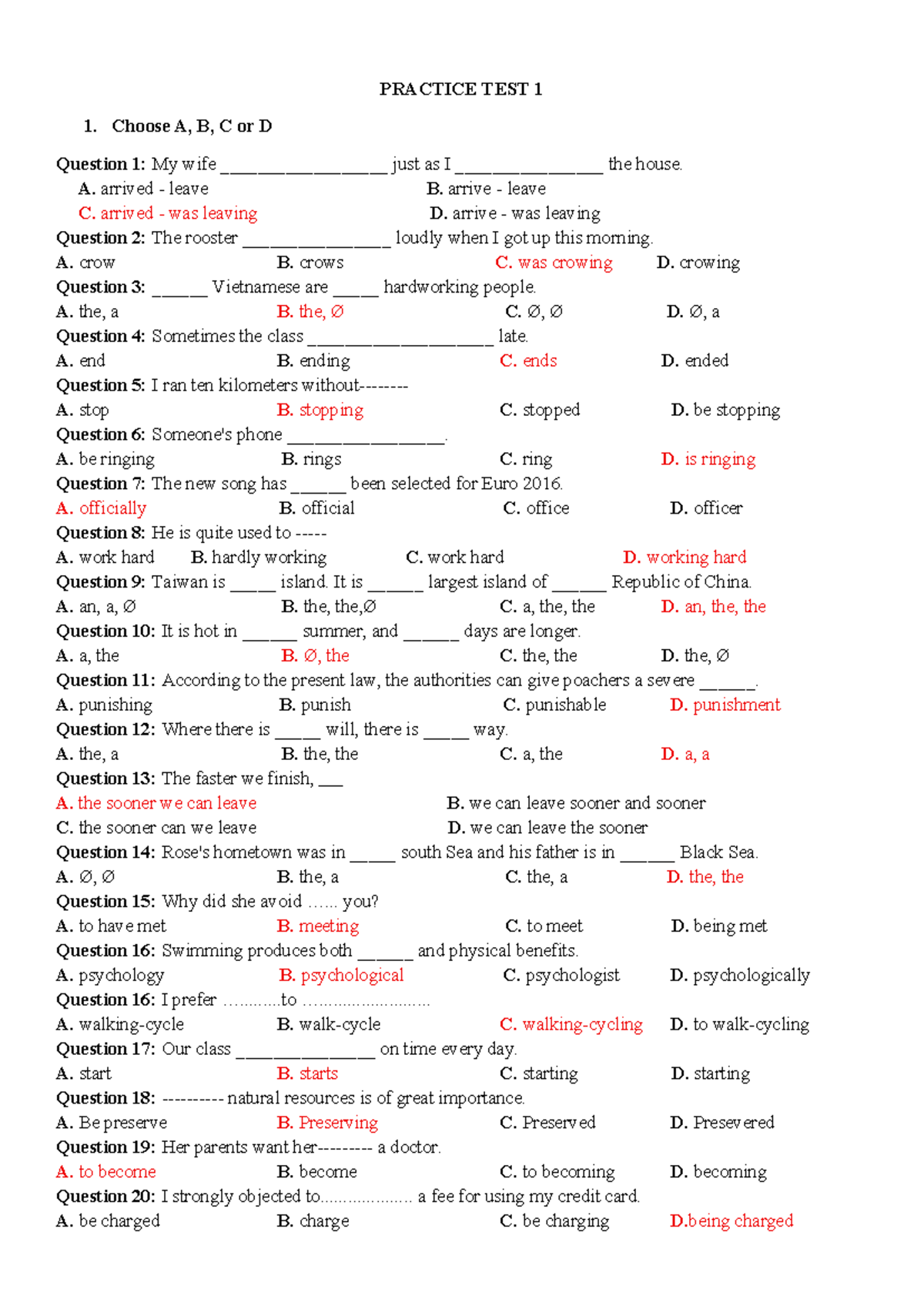 PRACTICE TEST 1: English Language Proficiency Questions - Studocu