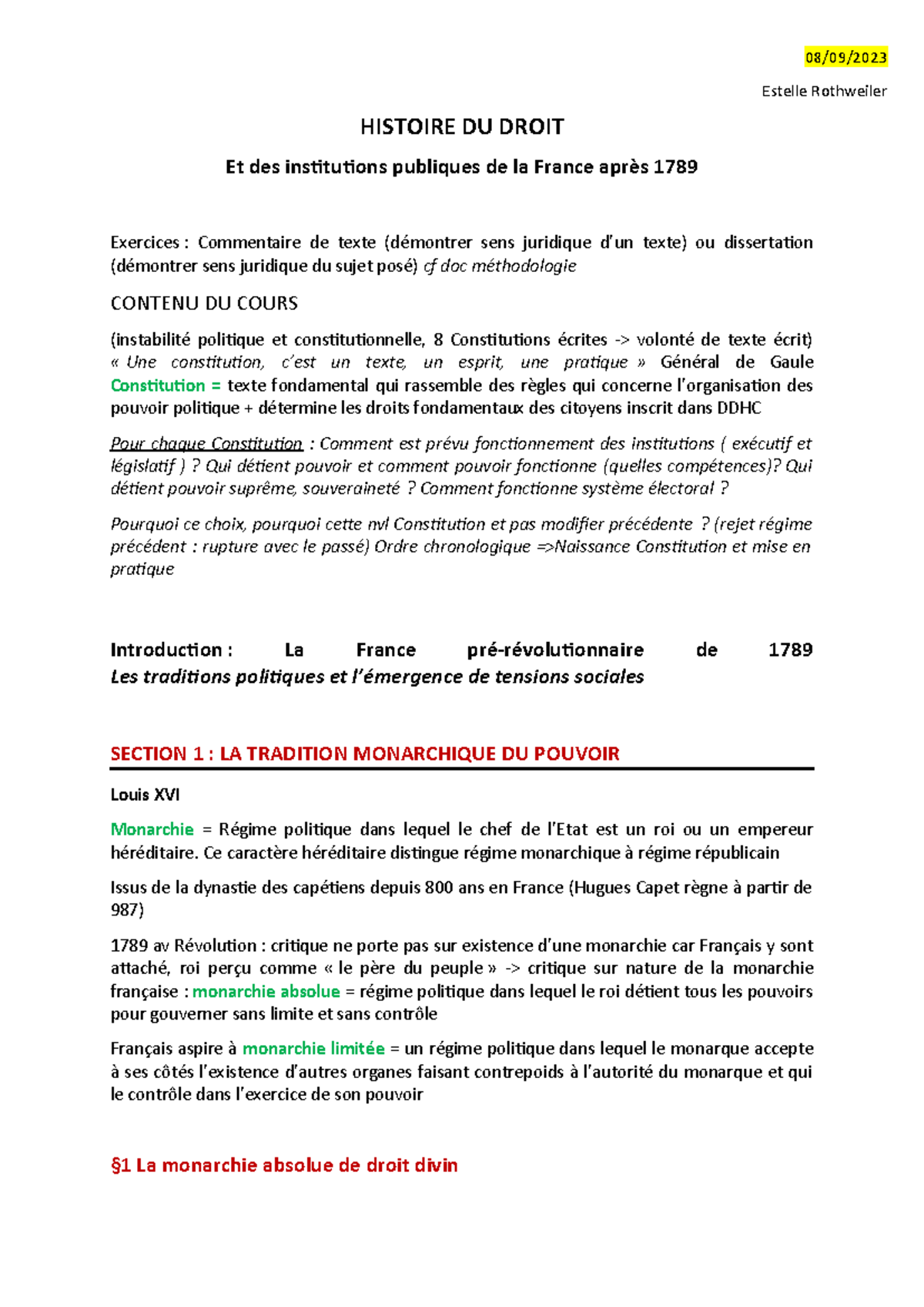 Histoire DU Droit - 08/09/ Estelle Rothweiler HISTOIRE DU DROIT Et des ...
