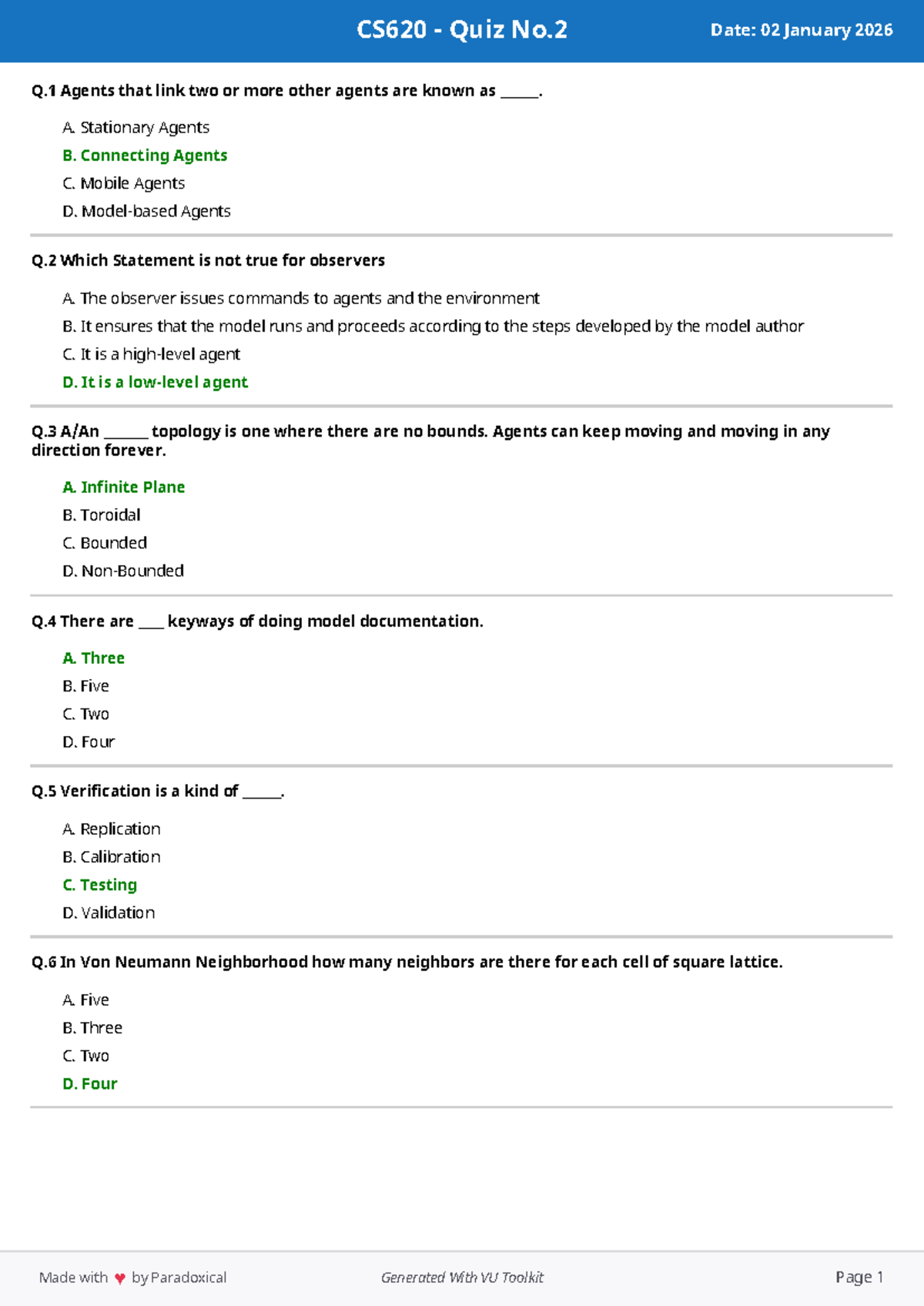 CS620 Quiz No.2 - Key Concepts and Questions - Studocu