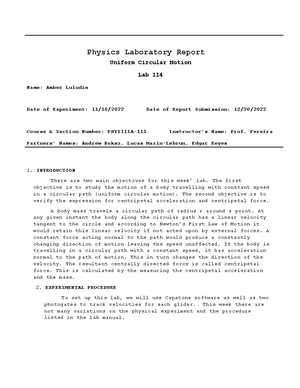 Lab 126- Momentum Theorem - Physics Laboratory Report Conservation of ...