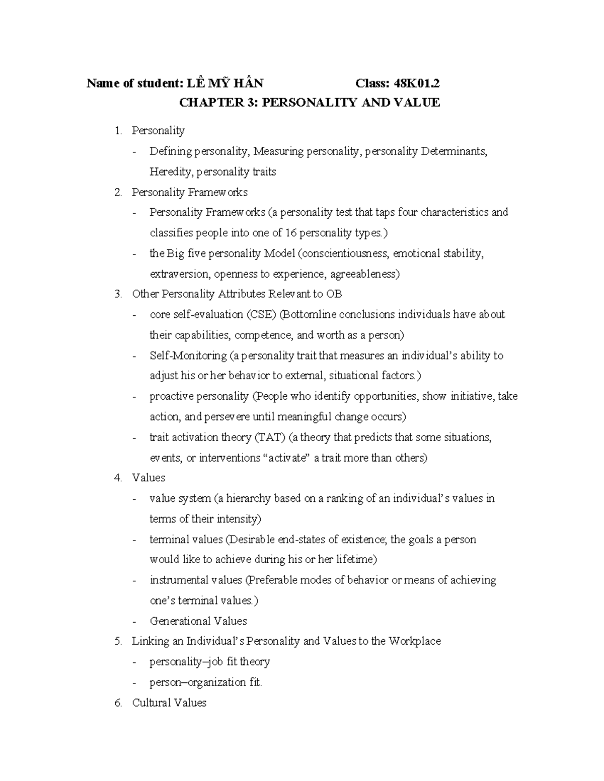 Chapter-3- keyword - Name of student: LÊ MỸ HÂN Class: 48K01. CHAPTER 3 ...