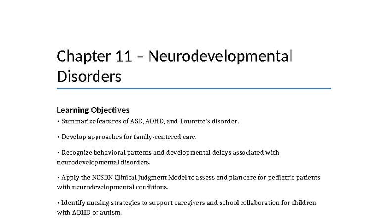 Neurodevelopmental Disorders: Key Points & Nursing Strategies (NUR 101 ...