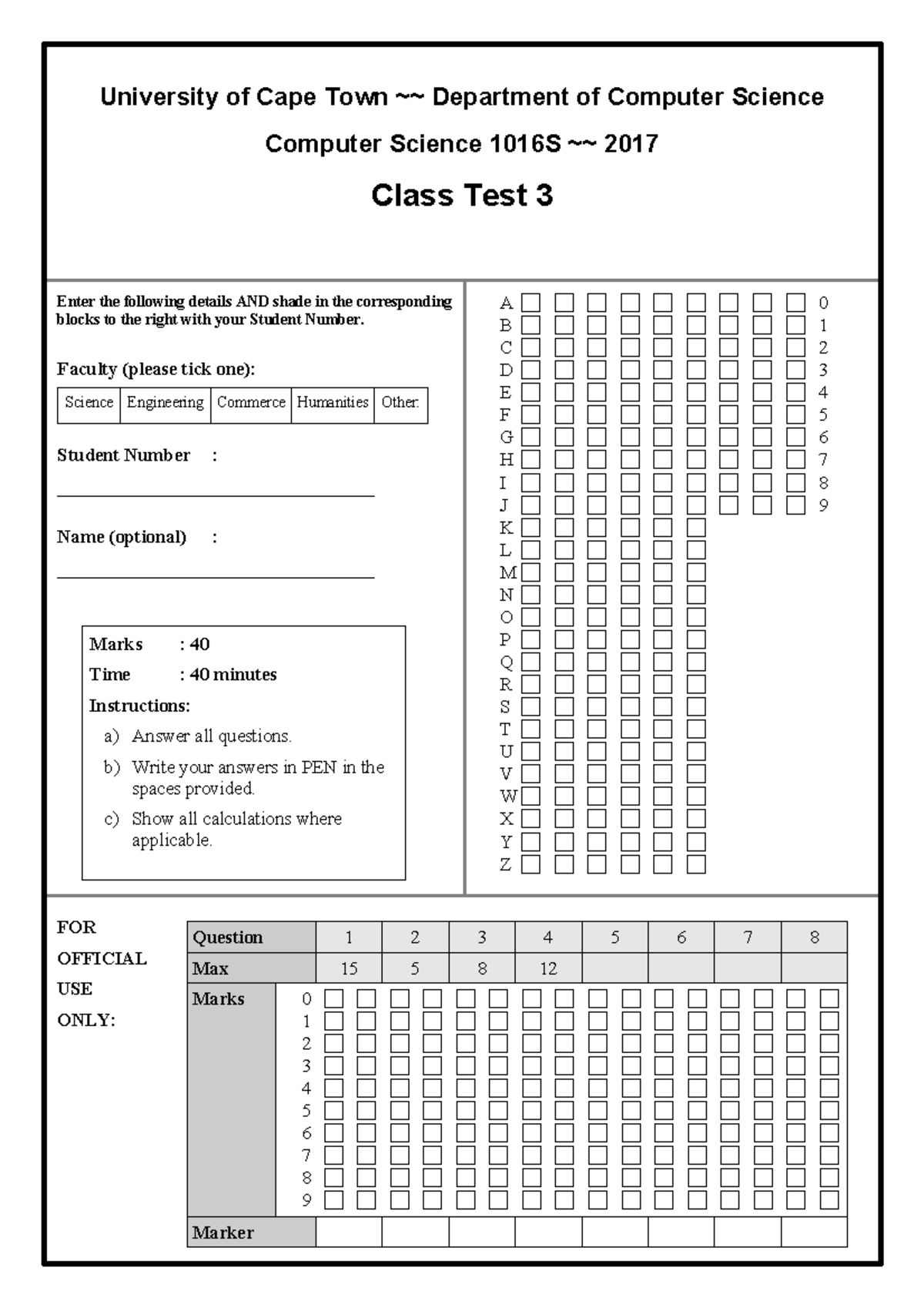 CSC1016S-2017-Test3 - test 1 and test 2 pass papers - University of ...