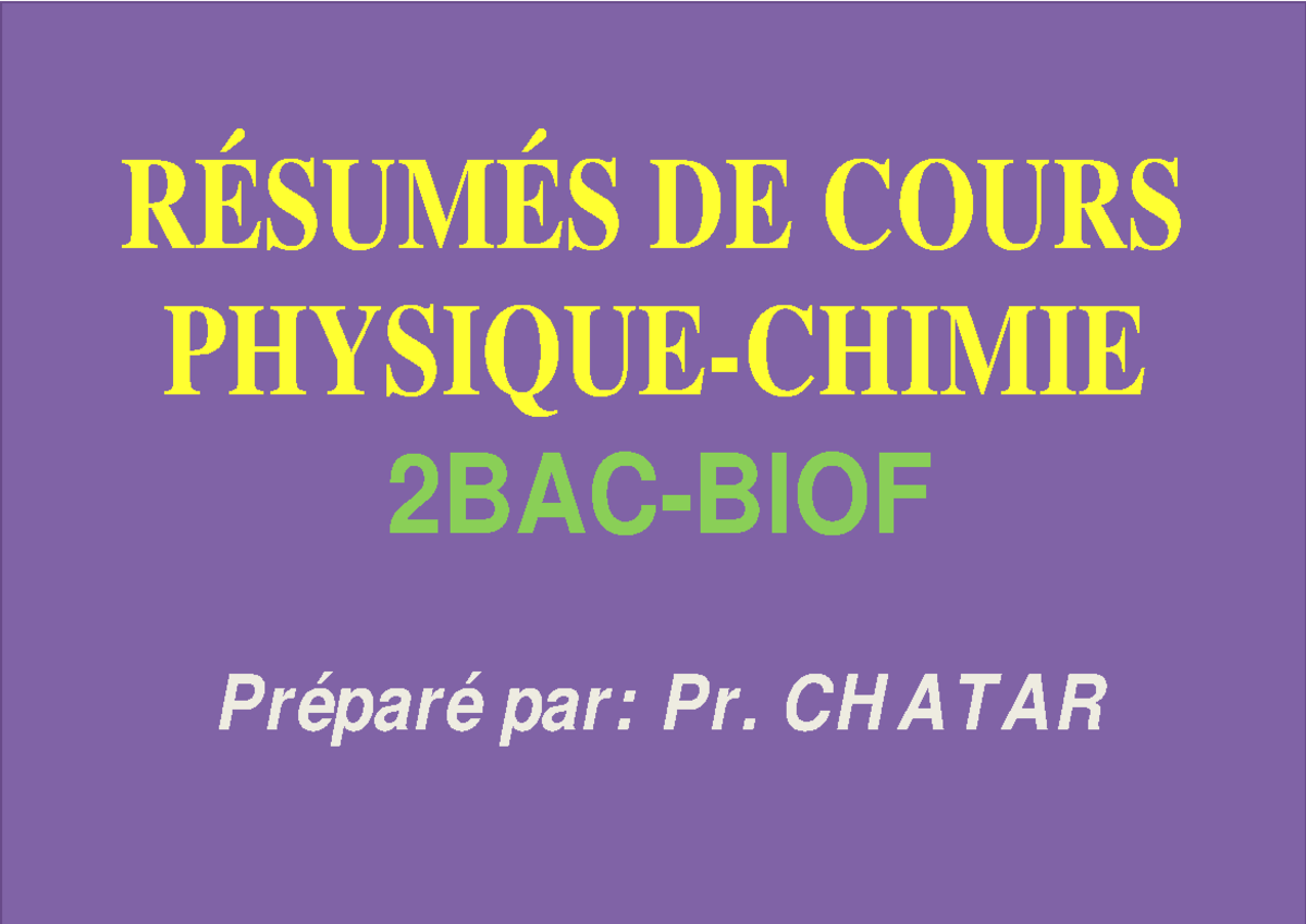 Résumé du Cours Physique-Chimie 2BAC - Énergie et Ondes Mécaniques - Document Preview