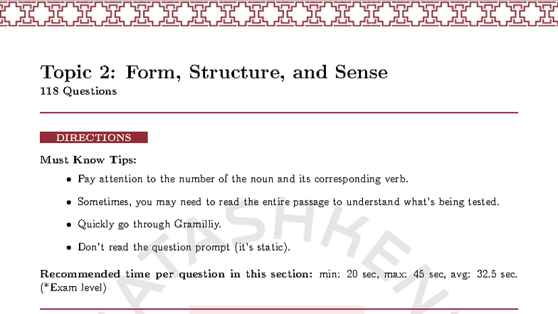 Topic 2: Form, Structure, and Sense - 118 Questions (B3) - Studocu