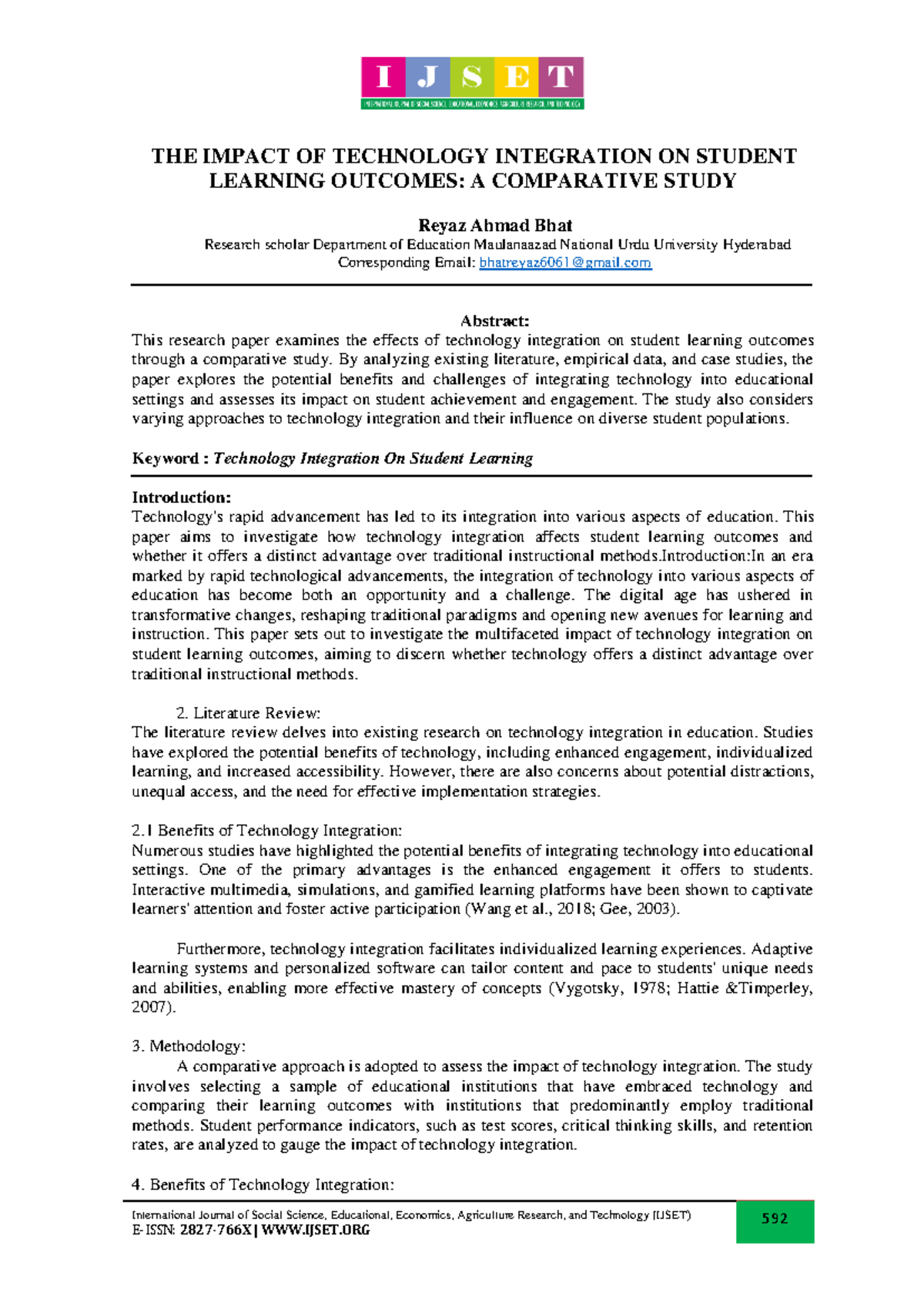 The Impact of Technology Integration on Student Learning Outcomes: A ...