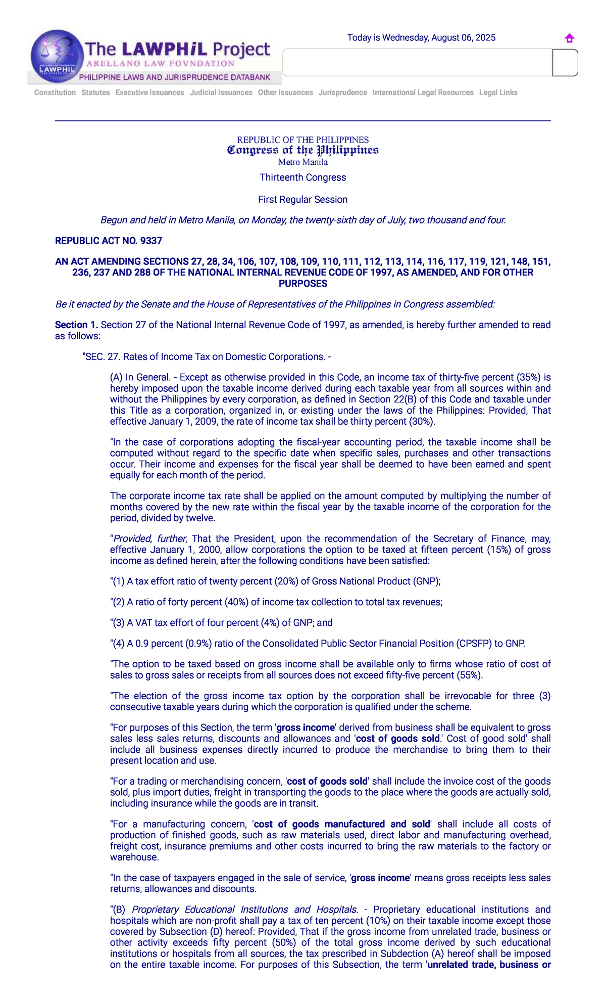R.A. 9337: Amendments to the National Internal Revenue Code - Studocu