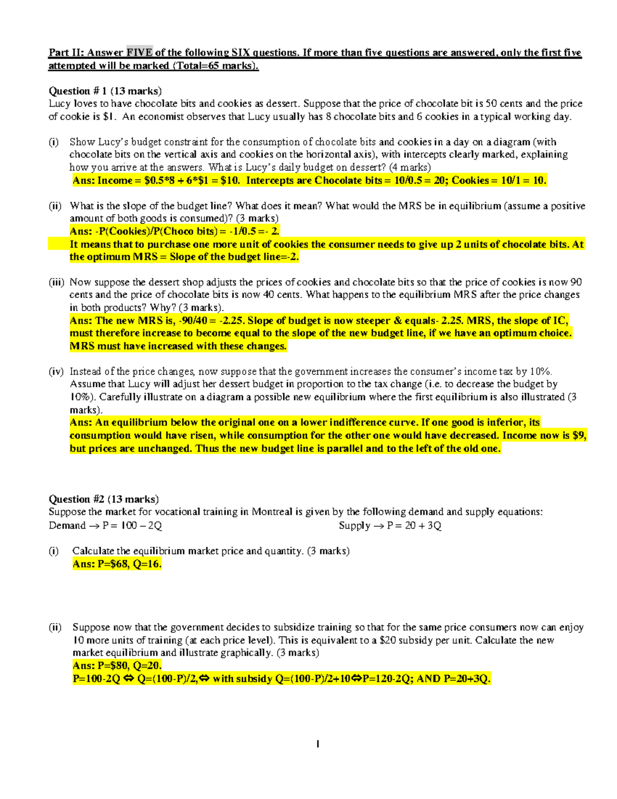 Exam 2013 Economics Questions & Answers for Students - Studocu
