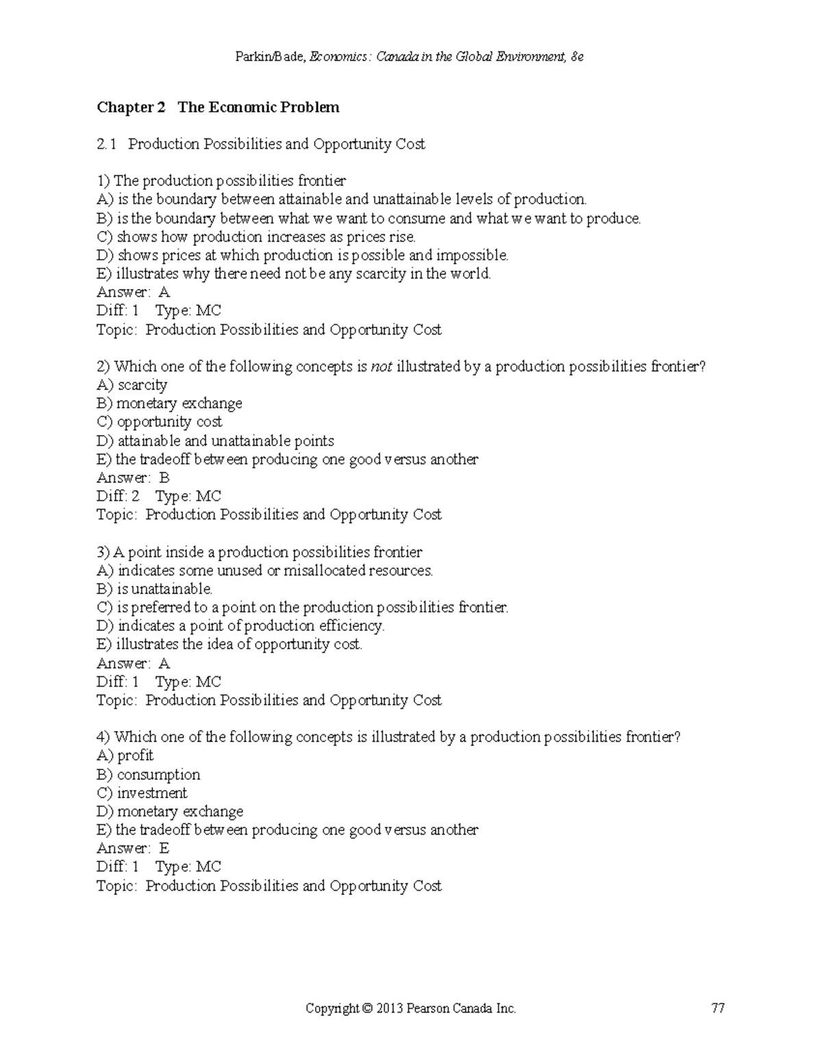 ECON 101 Study Guide - MC Questions on Production Possibilities - Studocu